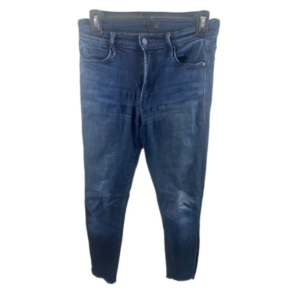 MOTHER Anthropologie‎ Stunner Zip Ankle Step Fray Denim Jeans Dark Wash Size 26